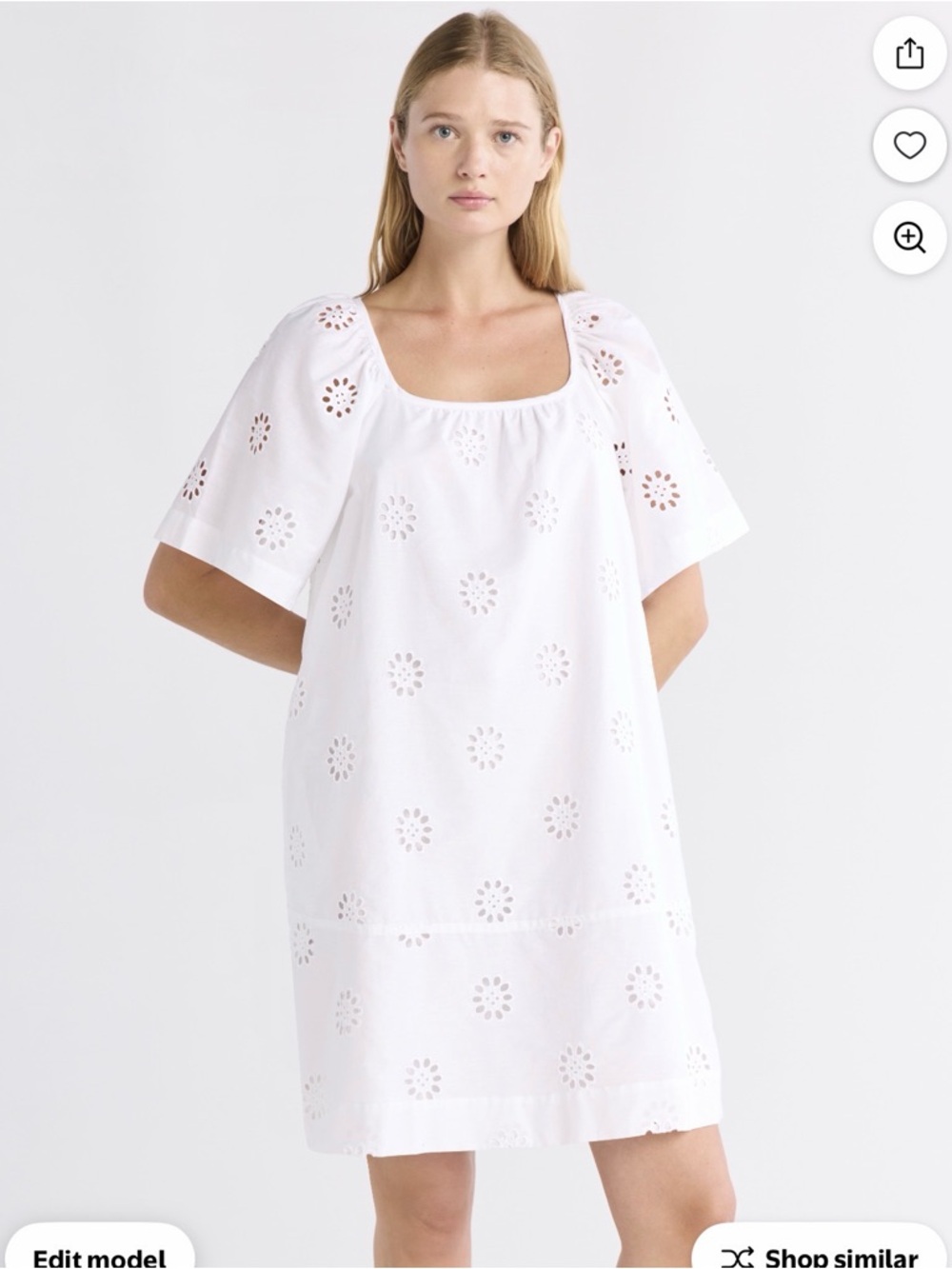 Free Assembly White Eyelet Square-Neck shift Dress